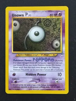 Pokemon Unown [P] 58/105 Neo Destiny Basic Regular Uncommon 40HP Hidden Power - Image 1