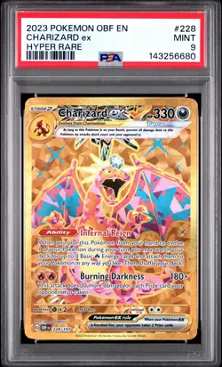 2023 POKEMON OBF EN-OBSIDIAN FLAMES HYPER RARE #228 CHARIZARD EX PSA 9 - Image 1