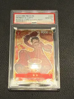2024 ONE PIECE PROMOS BANDAI CARD GAMES FEST P-080 Monkey.D.Luffy PSA 10 - Image 1