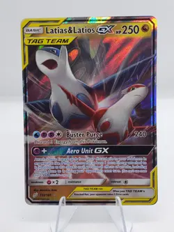 Pokemon Latias & Latios GX Ultra Rare TAG TEAM Holo Team Up 113/181 Card - Image 1