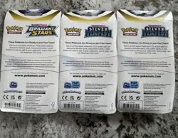 Pokemon S&S Brilliant Stars/Silver Tempest Booster Pack w/ Promo Cards/Coin - x3 - Image 2