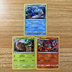 Pokemon TCG Sun & Moon Primarina Decidueye Incineroar Cracked Ice Holo Card Lot - Image 1