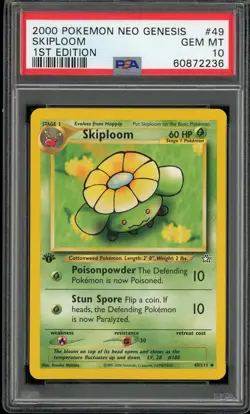 PSA 10 Skiploom 1st Edition Neo Genesis 49/111 Pokemon Card - Image 1