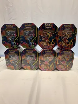 Pokemon TCG: Mega Charizard X & Mega Charizard Y Tins Lot of 8 *SEALED* - Image 1
