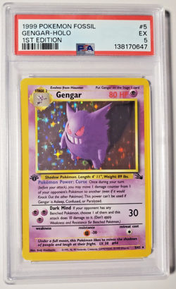 1999 POKEMON FOSSIL 1ST ED #5 GENGAR-HOLO PSA 5 - Image 1