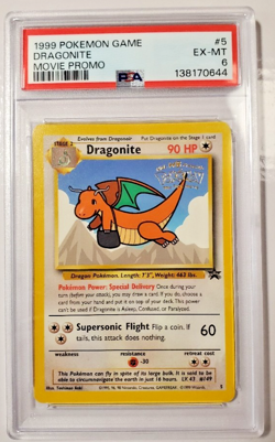PSA 6 - Dragonite #5 - 1999 Pokemon Kids WB The First Movie Stamp Promo WOTC - Image 1