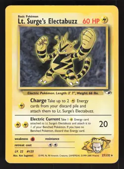 Lt. Surge's Electabuzz 27/132 Pokemon TCG Gym Heroes MP - Image 1