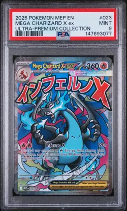 2025 Pokemon Mep En-Me Black #023 Mega Charizard X Ex Ultra PSA 9 - Image 1