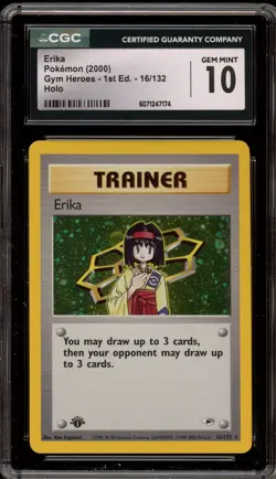 Pokemon Erika Gym Heroes 1st Edition Holo Rare #16 CGC 10 Gem Mint - Image 1