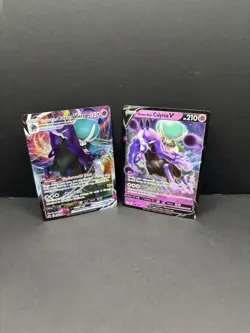 Shadow Rider Calyrex V & VMAX Pokemon Card Lot VMAX 075/198 V 074/198 Holo - Image 1