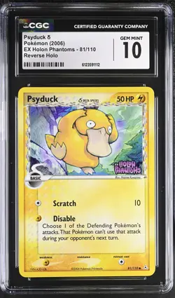 CGC 10 Psyduck 2006 EX Holon Phantoms 81/110 Reverse Holo STAMPED Pokemon Card - Image 1