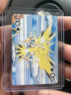 Vintage 1990s Japanese Pokemon 8 of Spades Playing Card Zapdos Pocket Monsters - Image 1