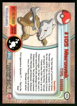 Pokemon Cards Marowak #105 Topps Trading Cards Series 2 NM *3 - Image 2