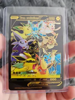 Evee Evolution V Black Foil Fan Art Vinyl Collector Pokemon Card Dark Pulse - Image 1