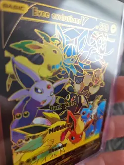 Evee Evolution V Black Foil Fan Art Vinyl Collector Pokemon Card Dark Pulse - Image 4
