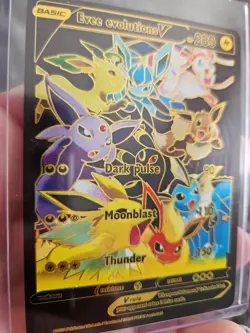 Evee Evolution V Black Foil Fan Art Vinyl Collector Pokemon Card Dark Pulse - Image 5