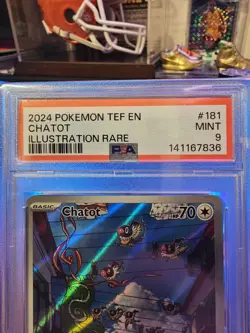 2024 POKEMON TEF EN CHATOT TEMPORAL FORCES ILLUSTRATION RARE IR #181 PSA MINT 9 - Image 3