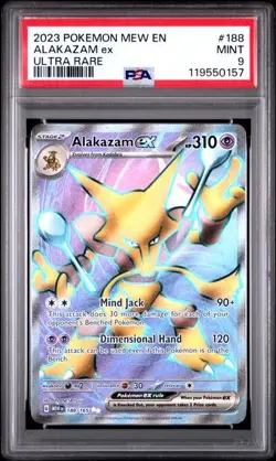 🔥 2023 Pokemon Mew EN 151 Alakazam ex #188/165 Ultra Rare Holo PSA 9 MINT - Image 1