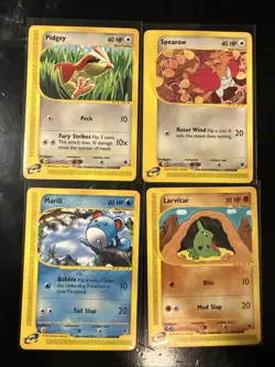 Set of 4 Expedition Base Set Pokemon Cards, Larvitar, Pidgey etc. - Image 1