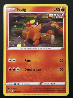 SWIRL Pokemon Tepig SWSH172 Black Star Promo Holo LP Swirl💫Pokemon TCG - Image 1