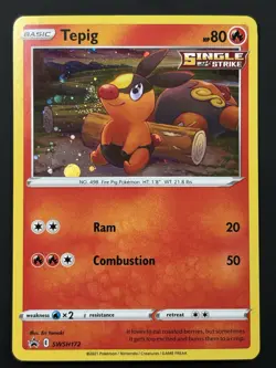 SWIRL Pokemon Tepig SWSH172 Black Star Promo Holo LP Swirl💫Pokemon TCG - Image 2
