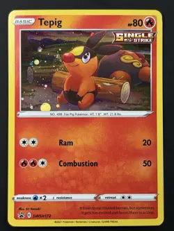 SWIRL Pokemon Tepig SWSH172 Black Star Promo Holo LP Swirl💫Pokemon TCG - Image 3