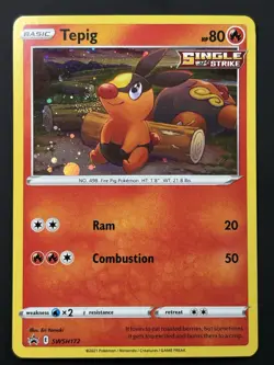 SWIRL Pokemon Tepig SWSH172 Black Star Promo Holo LP Swirl💫Pokemon TCG - Image 4