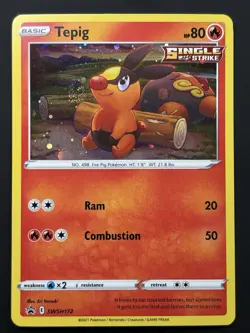 SWIRL Pokemon Tepig SWSH172 Black Star Promo Holo LP Swirl💫Pokemon TCG - Image 5