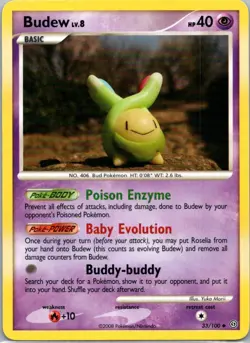 Pokemon TCG Budew 33/100 Stormfront NM - Image 1