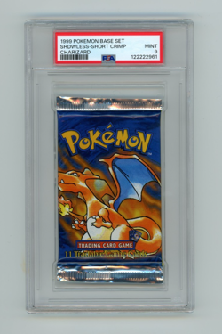 Pokemon PSA 9 MINT 1999 Base set Shadowless Short Crimp Booster Pack Charizard! - Image 1