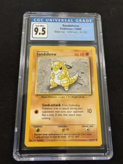 Pokemon Sandshrew 62/102 from Base Set Unlimited in a CGC 9.5 (now 10)! - Image 1