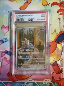 2024 Pokemon SVP En Mimikyu #075 Paldean Fates PC ETB PSA 9 Pokemon Center Stamp - Image 1