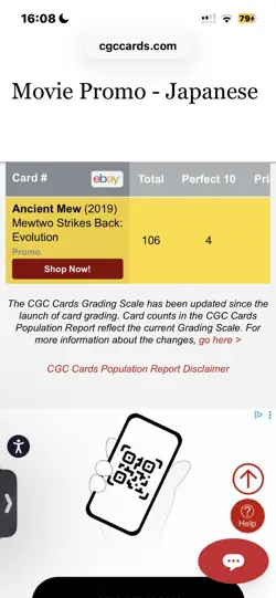 CGC Perfect 10 POP 4 Ancient Mew 2019 Mewtwo Strikes Back Black Label Japanese - Image 3