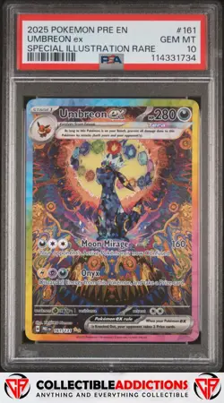 2025 Pokemon Pre En-Prismatic Evolutions #161 Umbreon Ex PSA 10 Gem Mint - Image 1