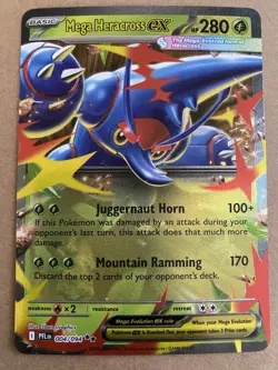 Pokemon - Mega Heracross EX 004/094 Double Rare, ME: Phantasmal Flames, Holo, NM - Image 1
