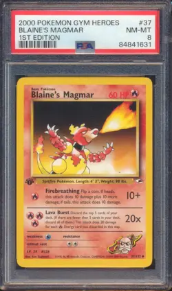 2000 POKEMON GYM HEROES BLAINE'S MAGMAR #37 1ST EDITION PSA 8! - Image 1