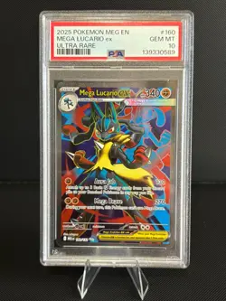 PSA 10 MEGA LUCARIO EX 160/132 ULTRA RARE 2025 POKEMON MEG EN PSA 10 139330589 - Image 1