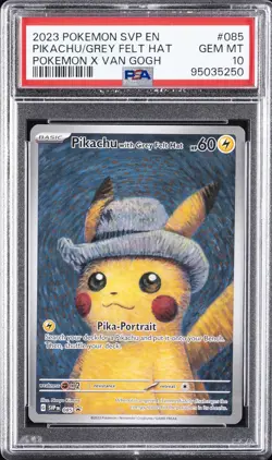 2023 POKEMON SVP EN-SV BLACK STAR PROMO #085 PIKACHU WITH GREY FELT HAT PSA 10 - Image 1
