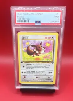 Eevee 51/64 Jungle 1st Edition PSA 9 English Basic Common Card Stock Wizards - Image 1