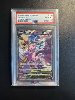 Mew V PSA 10 Alt Art Fusion Strike Pokemon Card 251/264 Sword & Shield FA - Image 1