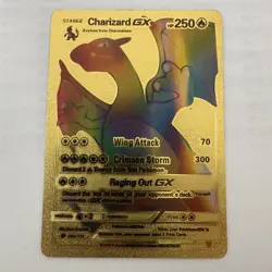 Pokemon Gold Foil Fan Art Card CHARIZARD GX 250HP 150/147 Rainbow - Image 1