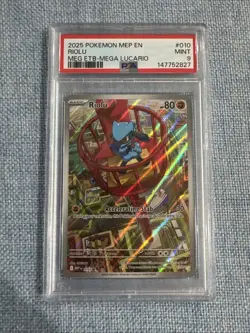 2025 POKEMON MEP EN-ME BLACK STAR PROMO #010 RIOLU PSA 9 - Image 1