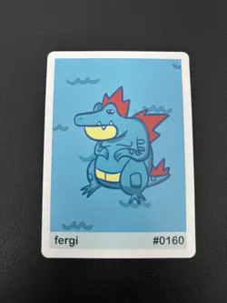 Pookiemoot Gen 2 fergi #0160 Feraligatr Parody Card Fan Art Derpy Pokemon - Image 1