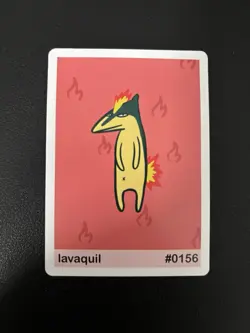 Pookiemoot Gen 2 Lavaquil #0156 Quilava Parody Card Fan Art Derpy Pokemon - Image 1