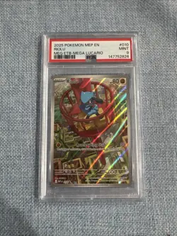 2025 POKEMON MEP EN-ME BLACK STAR PROMO #010 RIOLU PSA 9 - Image 1