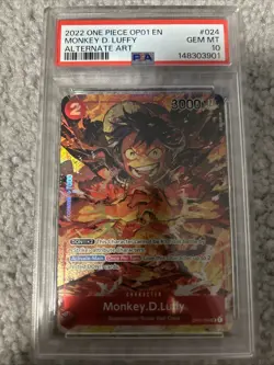 MONKEY D LUFFY ONE PIECE OP01-024 ALT ART PSA 10 ENGLISH ROMANCE DAWN 2022 En - Image 1