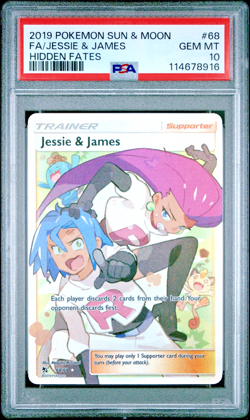Pokemon Jesse & James Full Art Trainer Card 68/68 Hidden Fates PSA 10 Gem Mint - Image 1