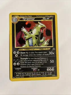 Pokemon TCG Tyranitar Neo Discovery Holo Unlimited Rare Card 12/75 *SWIRL* - Image 3