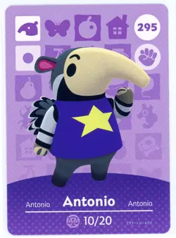 Antonio #295 - Amiibo Card - Animal Crossing Series 1 - Authentic Nintendo - Image 1