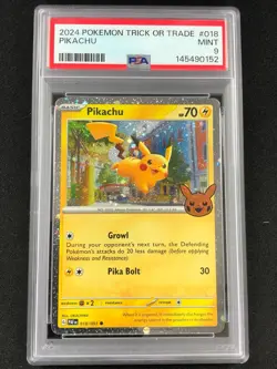 Pokemon 2024 Pikachu 018/091 Trick Or Trade PSA 9 - Image 1